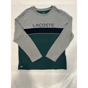 Lacoste Long Sleeve Colorblock Shirt Gray Green Navy Crewneck Logo Tee Men’s XL